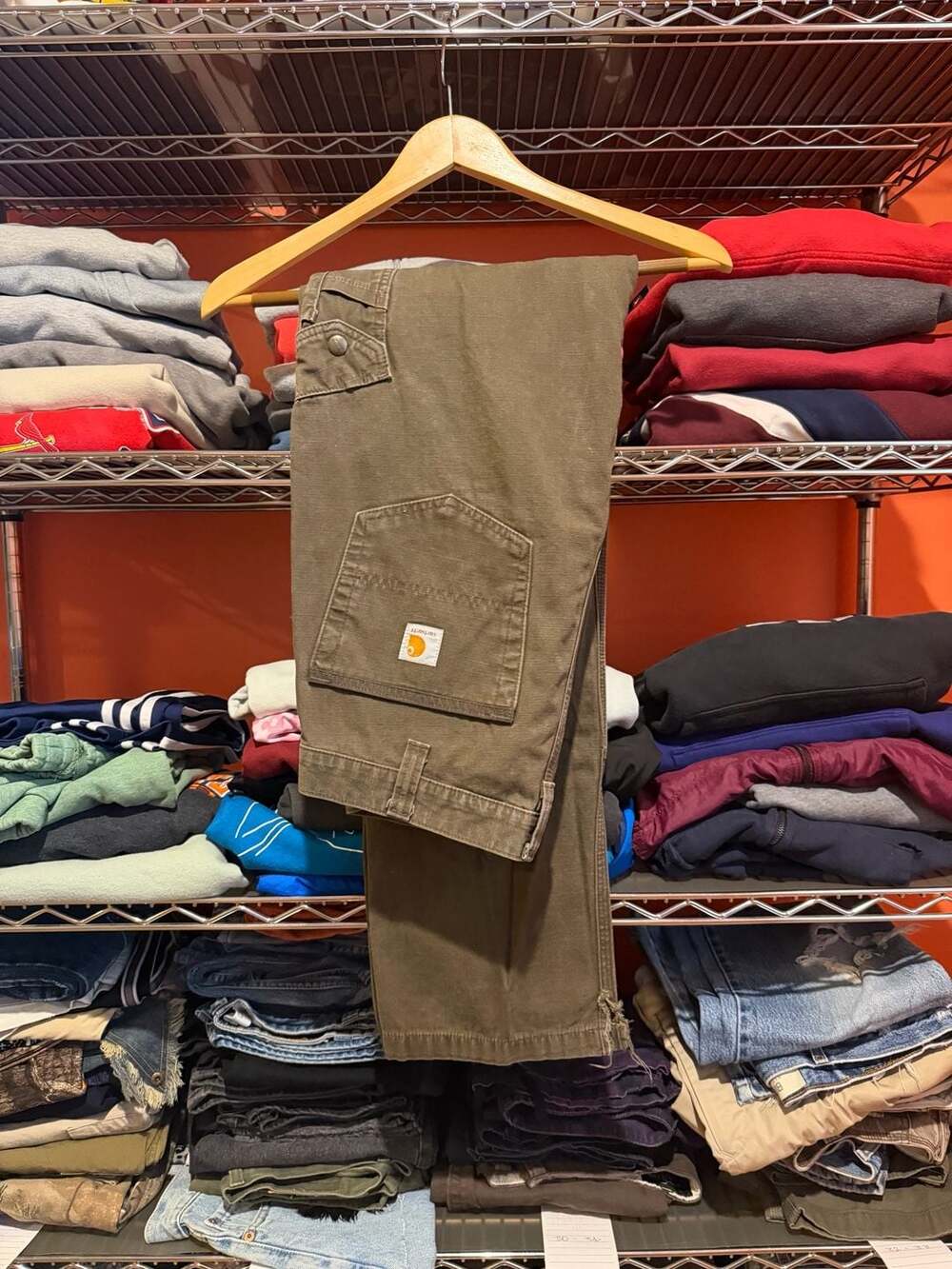 Carhartt Double Knee Carpenter Cargo Pants Olive Green 32x36 B342 DFE